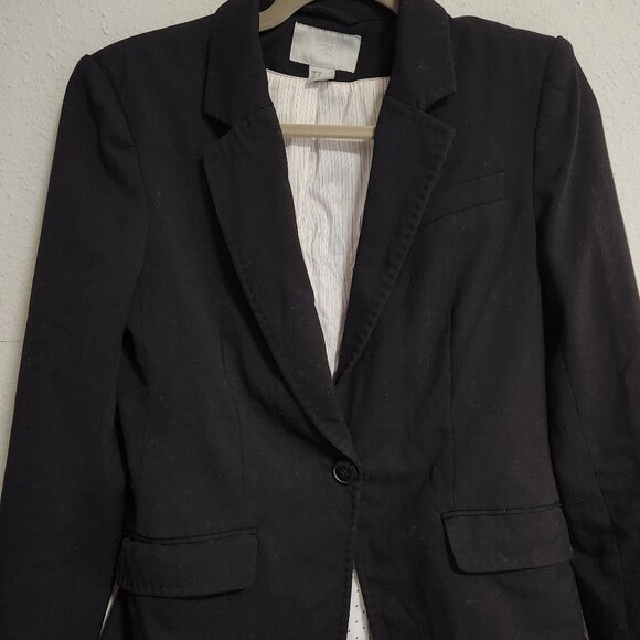 H&M Black Lined Office Blazer Size 8 - Picture 1 of 7